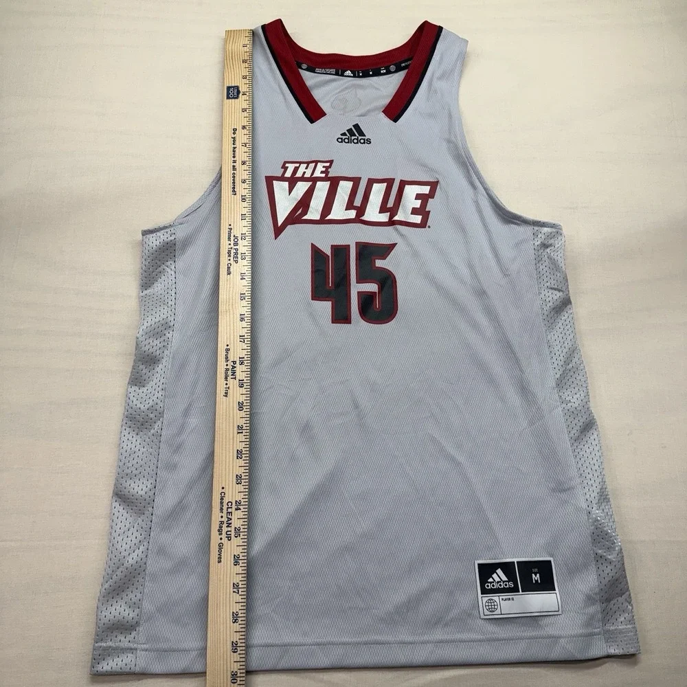Adidas Louisville Cardinals The Ville #45 Jersey Mens M Gray HG2886 Basketball